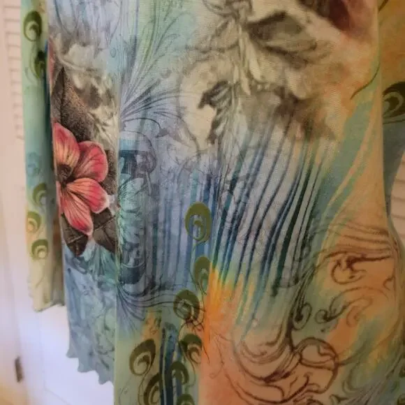 Y2K Impulse California Green Graphic Blouse Lettuce Trim XL - Picture 5 of 7